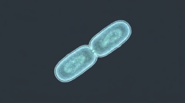 Bacteria cell division under microscope showing antimicrobial resistance testing concept in scientific research and medical microbiology study