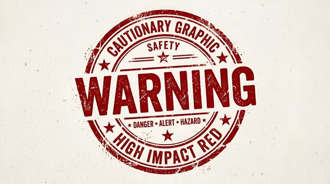 Vintage red grunge warning rubber stamp seal graphic design on textured background