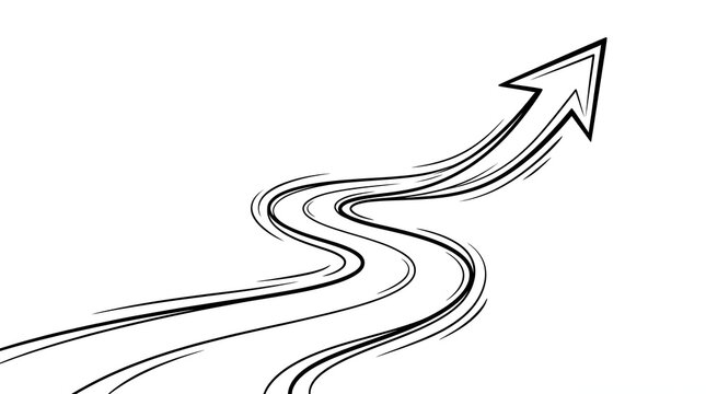 Business growth arrow rising upward sketching concept line art illustration with business
