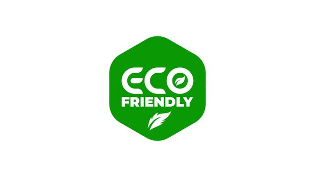 Eco Friendly Badge Hexagon Green Leaf Icon Sticker Vector Illustration White Background