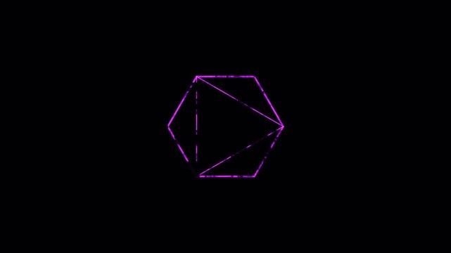 Abstract Geometric Hexagons Pulsating With Purple Light Against Dark Background Seamless Loop