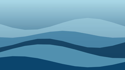Naklejka premium Abstract Blue Ocean Wave Background with Layered Sea Silhouette Flat Vector Illustration Design