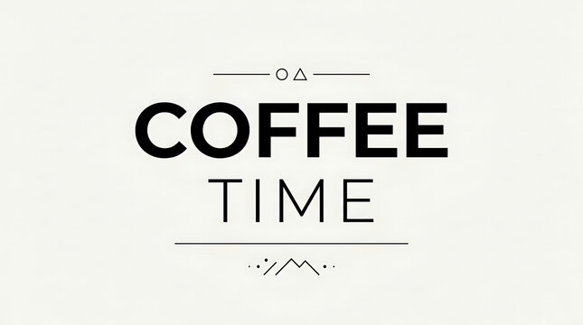 Bold Typography Coffee Time Message with Minimalist Geometric Accents
