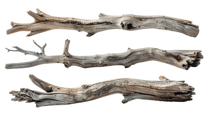Fototapeta premium Bundle of dry natural tree branches on transparent background PNG