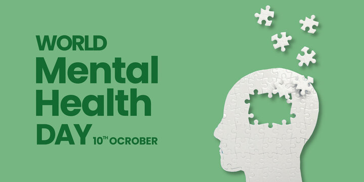 Creative design highlights World Mental Health Day with puzzle pieces