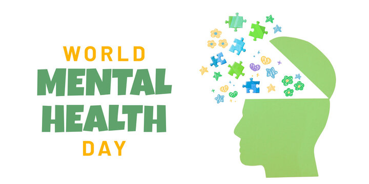 World Mental Health day. Colorful graphics represent mental health awareness