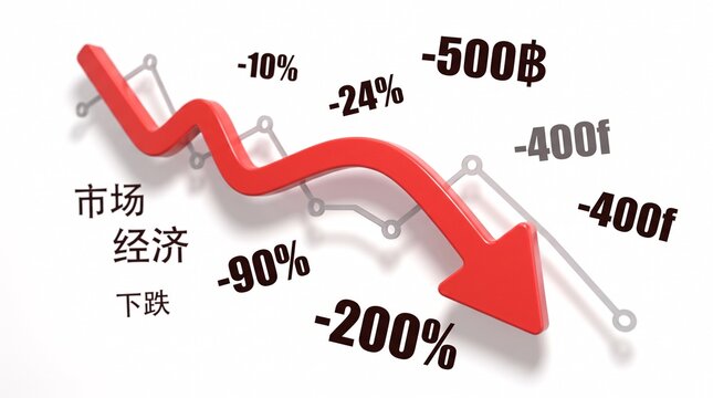 Red downward arrow showing stock market crash and economic decline