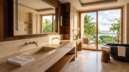 Fototapeta premium Luxury Five Star Resort Bathroom Product Display Background