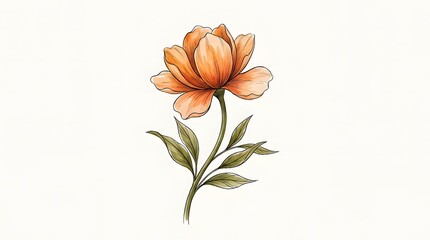 Obraz premium Delicate watercolor flower with soft pastel petals and subtle green leaves on a clean background, suitable for botanical branding, wedding stationery, beauty, and lifestyle designs.