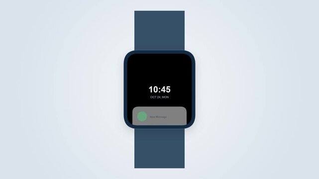 Minimalist digital smartwatch with a notification alert on the screen display.