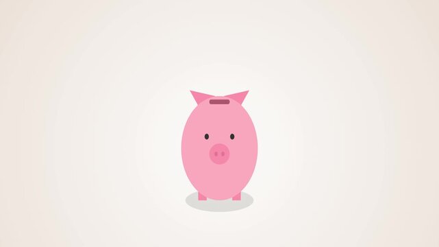 A simple flat vector illustration of a pink piggy bank for financial savings.