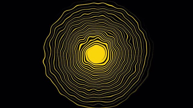 Golden Swirl Expanding with Concentric Rings in Darkness Cinematic Motion