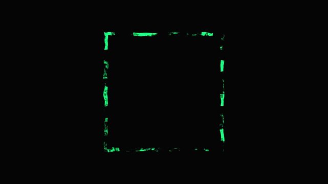 Green Neon Squares Pulsing with Energetic Light Against Dark Backdrop Cinematic Motion