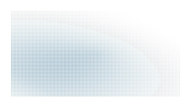 Rectangular grid of blue and dark pixels forming a structured pattern on a black background, for technology and, data visualization concepts
