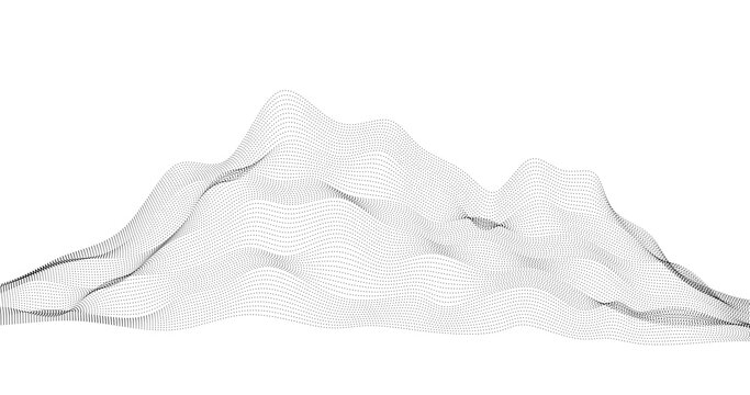 Mountain in Particles Lines grid 3d Geography technology Design