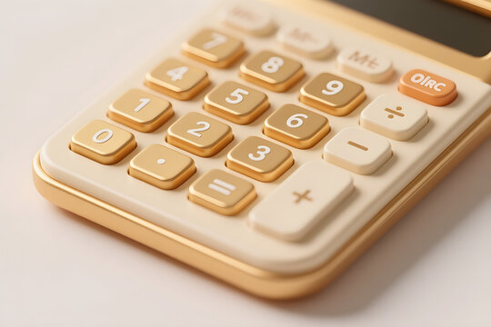 3d calculator body with raised keys extreme close up filling the