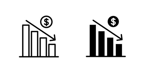Obraz premium Loss bar chart icon flat illustrations collection. EPS10