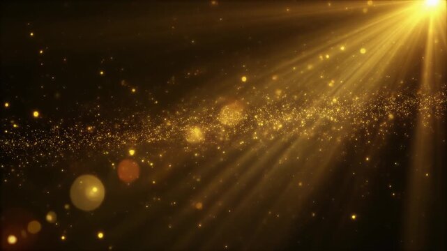 Ultra realistic volumetric sunlight beams illuminate floating dust particles with warm golden light, creating premium seamless cinematic video overlay featuring authentic atmospheric depth diffusion