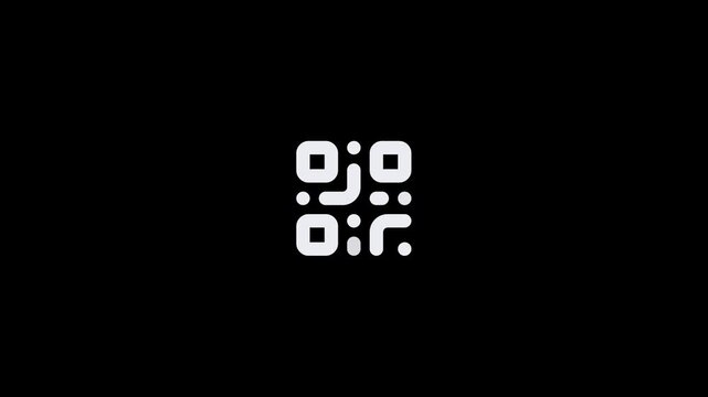Minimalist white QR code symbol isolated on a solid black background.