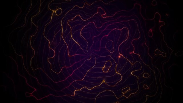 Abstract topography line animation seamless loop dynamic glowing contour map 4K