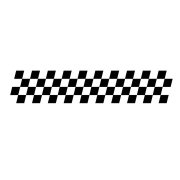Checkerboard pattern racing flag strip black and white checkered border design element now.