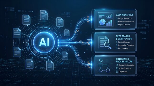 Automated deep search and verification dashboard analyzing document data streams using artificial intelligence