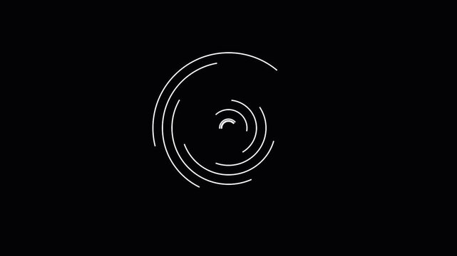 Abstract white circular lines expanding in dark background with cinematic motion