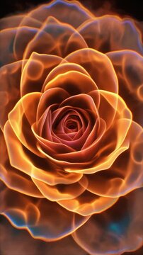 Ethereal Fiery Rose Blooming Animation Generative AI