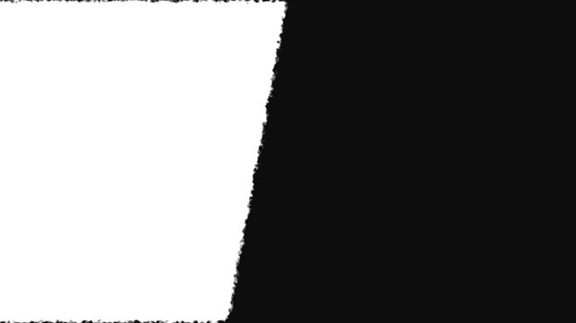 Black and white geometric shapes with cinematic motion and clean lines during a smooth transition