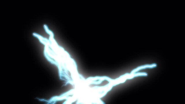 Electric Arc Energy Bursts with Blue Glow on Black Background Cinematic Motion