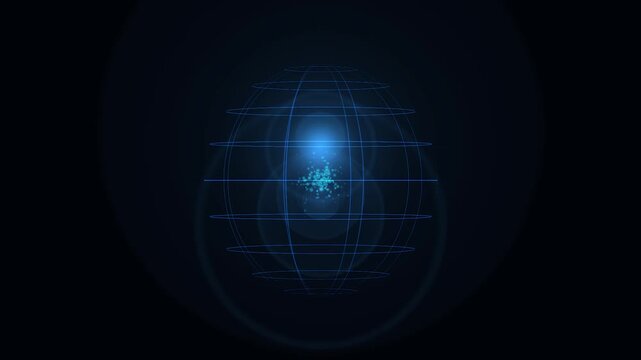 Glowing Blue Globe Network Pulse with Subtle Light Flare on Dark Background for Global Connectivity Concept