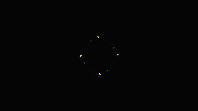 Golden geometric particles forming abstract shapes during a dark ethereal motion background