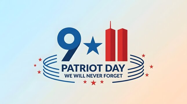 Patriot day 911 memorial illustration with circular accents and star motifs memorial remember