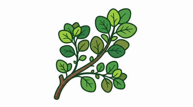 Fresh green oregano branch vector illustration, aromatic culinary herb for cooking and seasoning