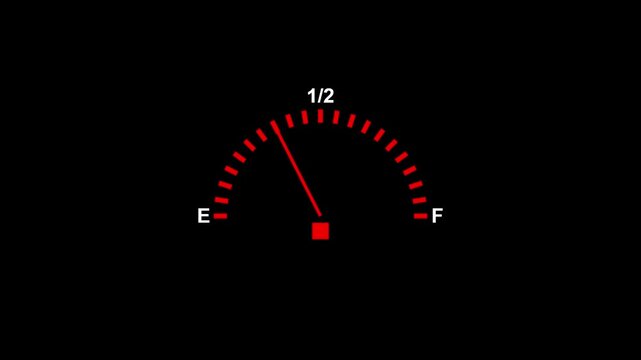 Red progress bar with percentage 1/2 and red square marker on black background digital interface