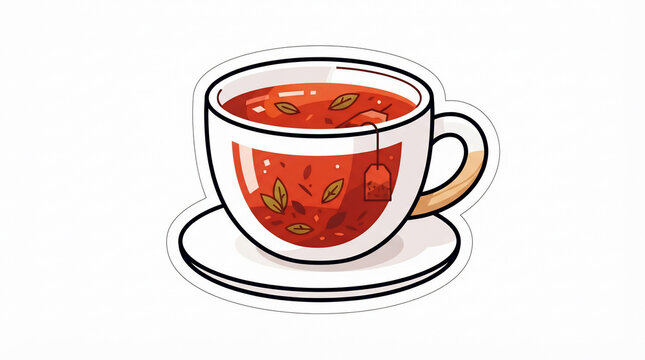 A Vibrant Cup of Herbal Tea Infusion with Spices and Tea Bag in a Vector Illustration Style