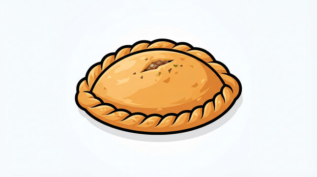 Freshly Baked Golden Empanada Pastry Vector Illustration Featuring A Savory Meat Filled Turnover Snack For Traditional Culinary Design