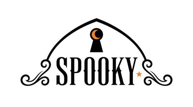 Vintage halloween design featuring a keyhole with a full moon and spooky lettering