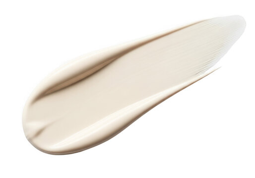 Creamy beige liquid foundation makeup smear isolated on white background