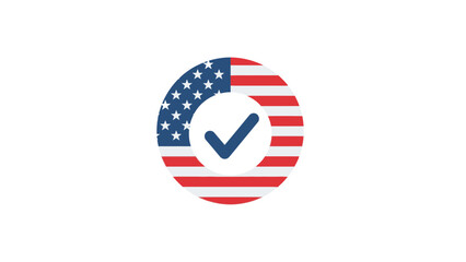 Fototapeta premium USA Election Vote Icon with Checkmark and American Flag