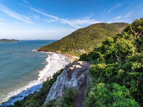 Florianopolis, Saquinho Beach on the Southern Coast of Santa Catarina Brazil, Aerial View