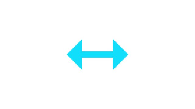 Bright blue arrow symbol pointing to both left and right directions for navigation and web design interface elements as a simple graphic icon for digital use on screen or print