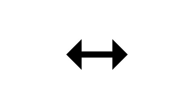 Simple black arrow icon with two points facing in opposite directions for horizontal navigation and measurement design elements representing width and distance on a clean interface