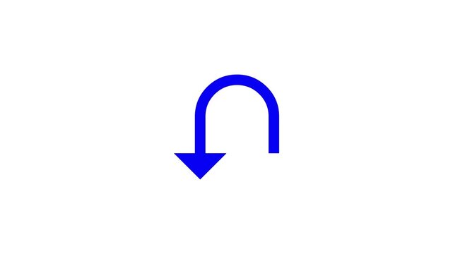 Simple blue arrow icon showing a u-turn or loop direction