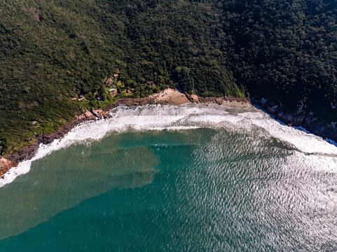 Florianopolis, Saquinho Beach on the Southern Coast of Santa Catarina Brazil, Aerial View