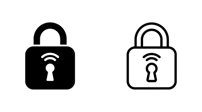 Smart wireless security padlock network encryption icon vector graphic set