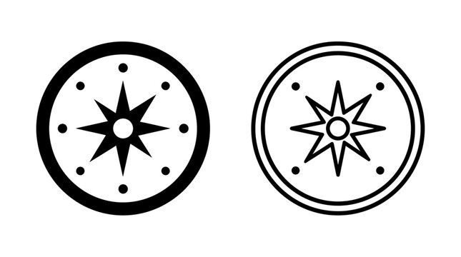 Compass star icon vector illustration glyph and outline style with direction