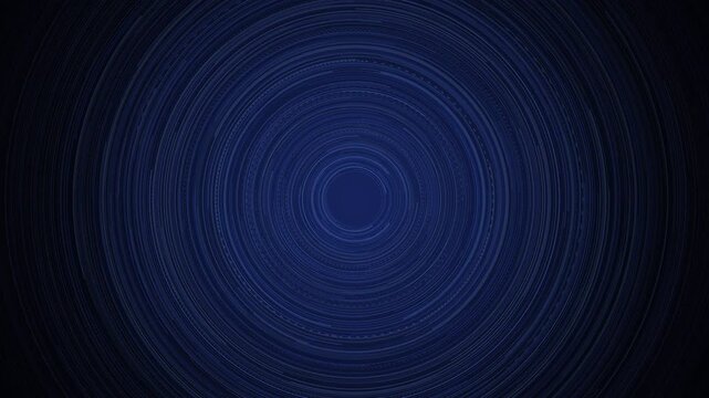 Abstract blue technology background with rotating digital spiral circle lines loop 4K