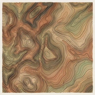 Abstract topographic contour line map pattern in earth tones with organic flowing design photography