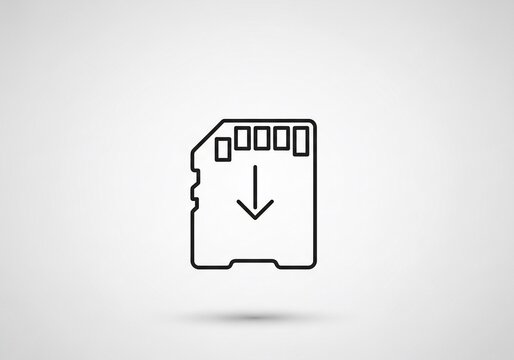 Data Drop: Minimalist Icon of Storage Card and Download Arrow